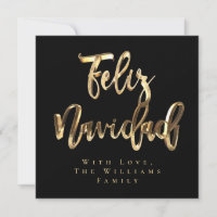 Feliz Navidad Elegant Black and Gold Script Chic