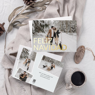 Feliz Navidad Elegant Minimalist Photo Foil Holiday Card