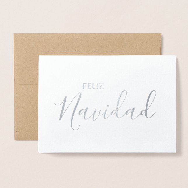 Feliz Navidad Elegant Spanish Merry Christmas Foil Card (Front With Envelope)