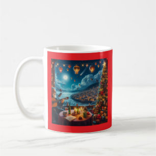 Feliz Navidad Festive Guitar Player Coastal Town Coffee Mug