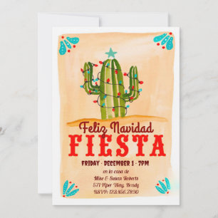 Feliz navidad Fiesta Cactus on Chalkboard Invitati Invitation