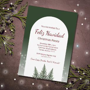 Feliz Navidad Fiesta Christmas Evergreens Holiday  Invitation