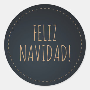 Feliz Navidad Fleece Navidad... Custom Dark Blue Classic Round Sticker