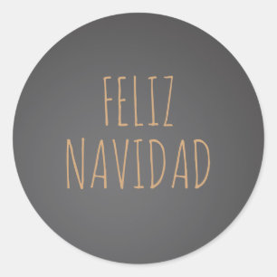 Feliz Navidad Fleece Navidad Merry Christmas Grey Classic Round Sticker