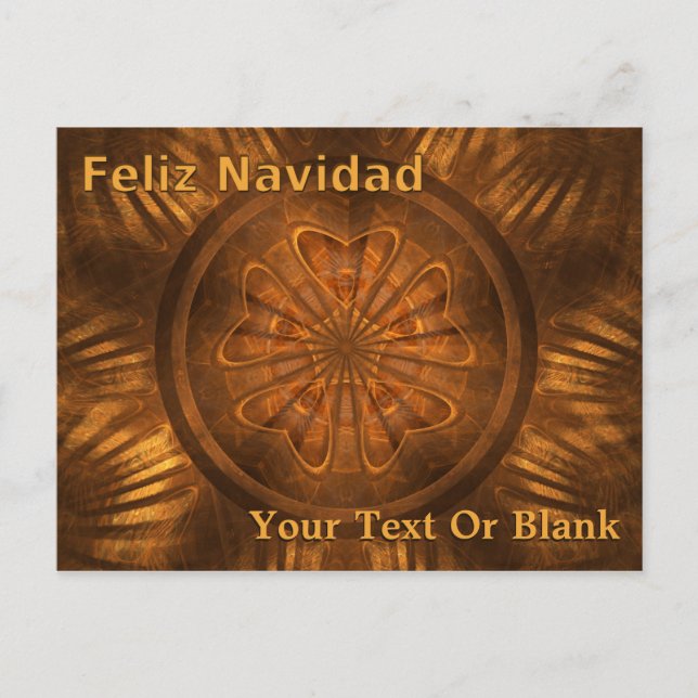 Feliz Navidad - Fractal Wood Carving Postcard (Front)