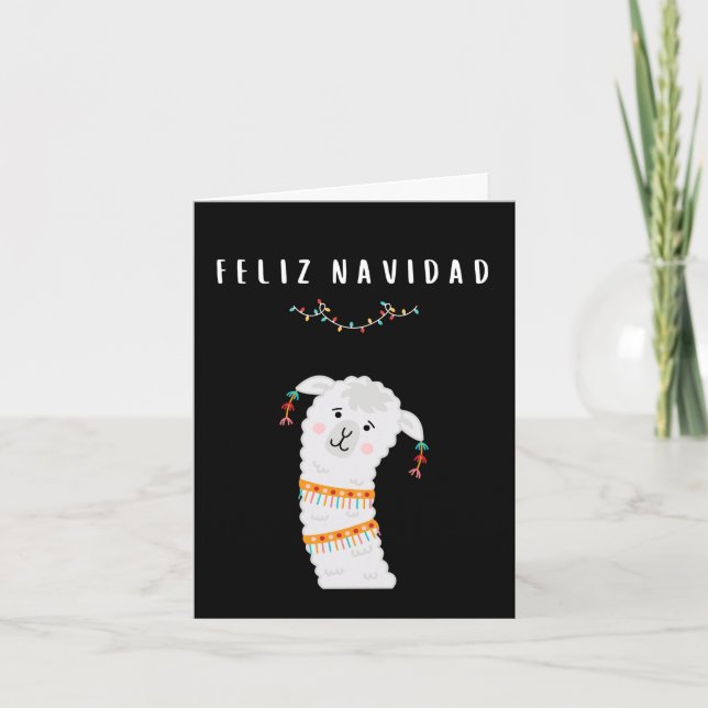 Feliz Navidad funny llama Spanish Christmas Card (Front)
