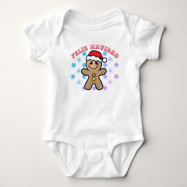 Feliz NAVIDAD - gingerbread boy Toddler T-shirt Baby Bodysuit (Front)