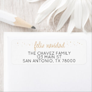Feliz Navidad Gold Return Address Return Address Label