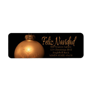 Feliz Navidad Golden ornament label Return Address Label