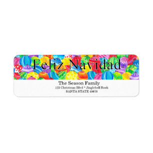 Feliz Navidad handpainted watercolor label Return Address Label