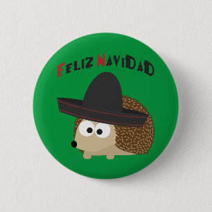 Feliz Navidad Hedgehog 6 Cm Round Badge