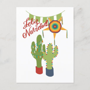 Feliz Navidad holiday card with decorated cactus