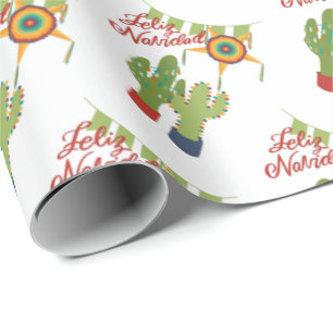 Feliz Navidad holiday decorated cactus Wrapping Paper