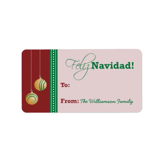 Feliz Navidad Holiday Gift Tag (red) Address Label