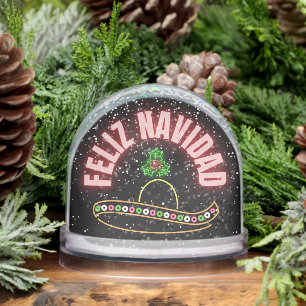Feliz Navidad Holiday Neon Snowglobe