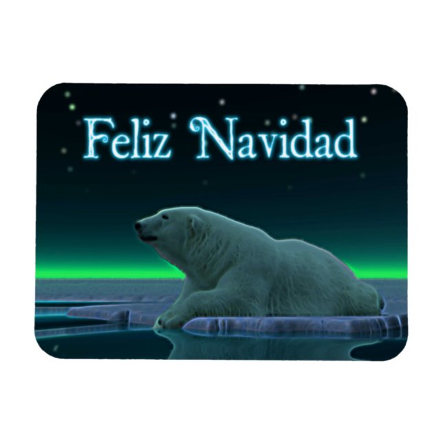 Feliz Navidad - Ice Edge Polar Bear Magnet (Horizontal)