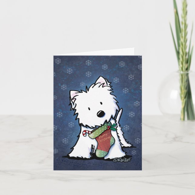 Feliz Navidad KiniArt Westie Christmas Cards (Front)