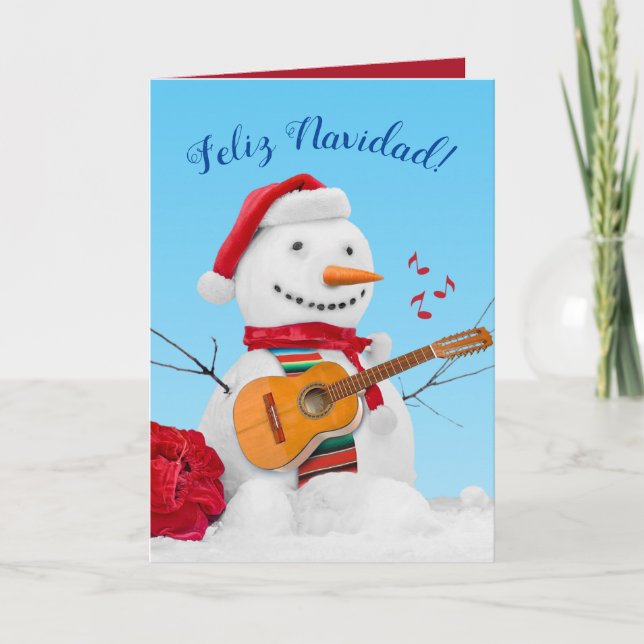 Feliz Navidad "Mariachi Christmas" Snowman Holiday Card (Front)