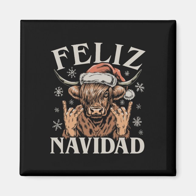 Feliz Navidad Meme Emo Cow Funny Meme Christmas  Magnet (Front)