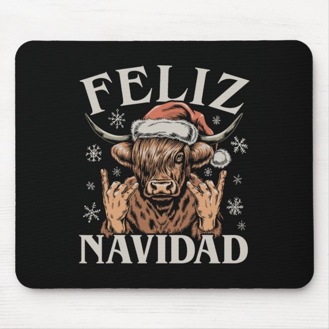 Feliz Navidad Meme Emo Cow Funny Meme Christmas  Mouse Pad (Front)