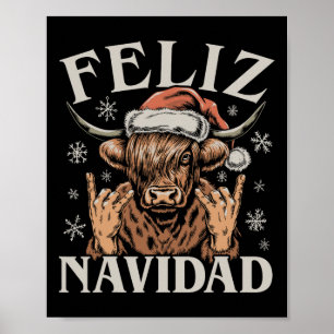Feliz Navidad Meme Emo Cow Funny Meme Christmas  Poster