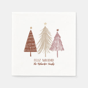 Feliz Navidad Merry Christmas Festive Tree Holiday Napkin