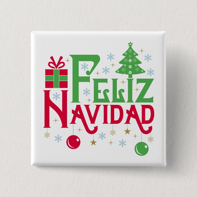 Feliz Navidad Merry Christmas Happy Yule 15 Cm Square Badge (Front)