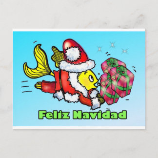 Feliz Navidad, Merry Christmas in spanish funny cu Holiday Postcard