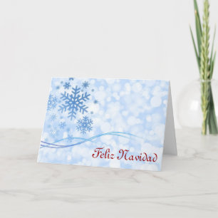 Feliz Navidad Merry Christmas in Spanish snowflake Holiday Card