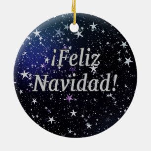 ¡Feliz Navidad! Merry Christmas in Spanish wf Ceramic Tree Decoration
