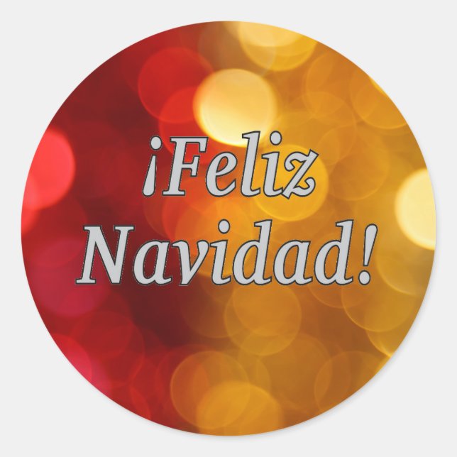 ¡Feliz Navidad! Merry Christmas in Spanish wf Classic Round Sticker (Front)