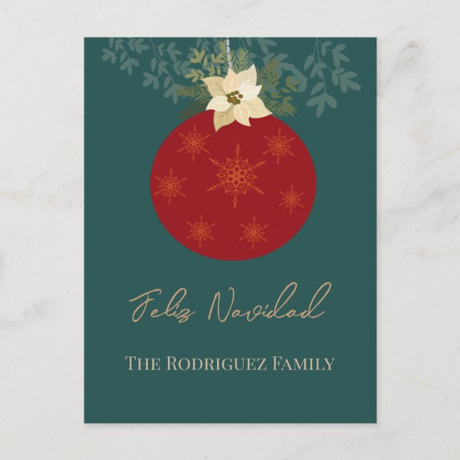 Feliz Navidad-Merry Christmas Red Ornament Holiday (Front)