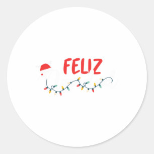 Feliz Navidad Merry Christmas Xmas Lights Pyjamas  Classic Round Sticker