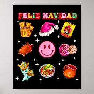 Feliz Navidad Mexican Christmas Mexico Food Men Wo Poster