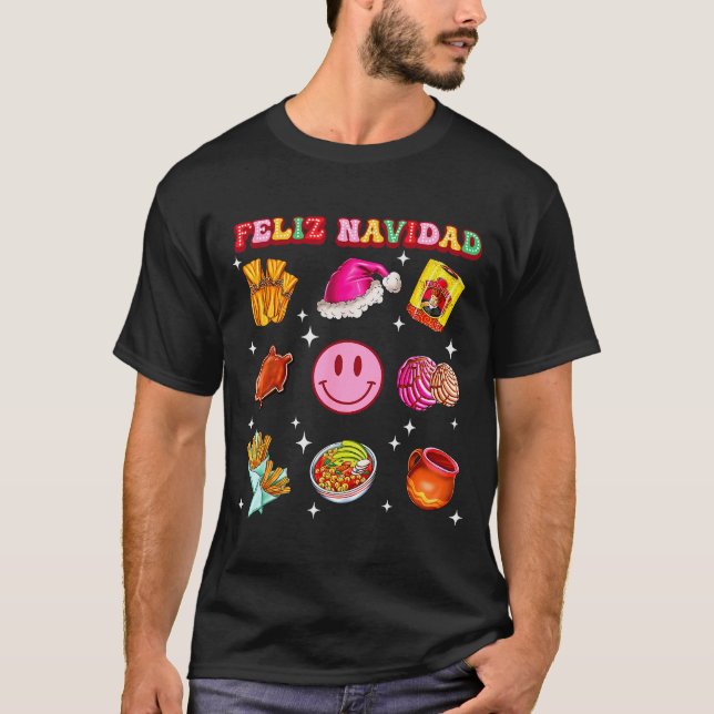 Feliz Navidad Mexican Christmas Mexico Food Men Wo T-Shirt (Front)