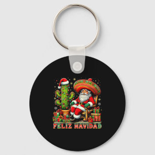 Feliz Navidad Mexican Christmas Santa Sombrero Cac Key Ring
