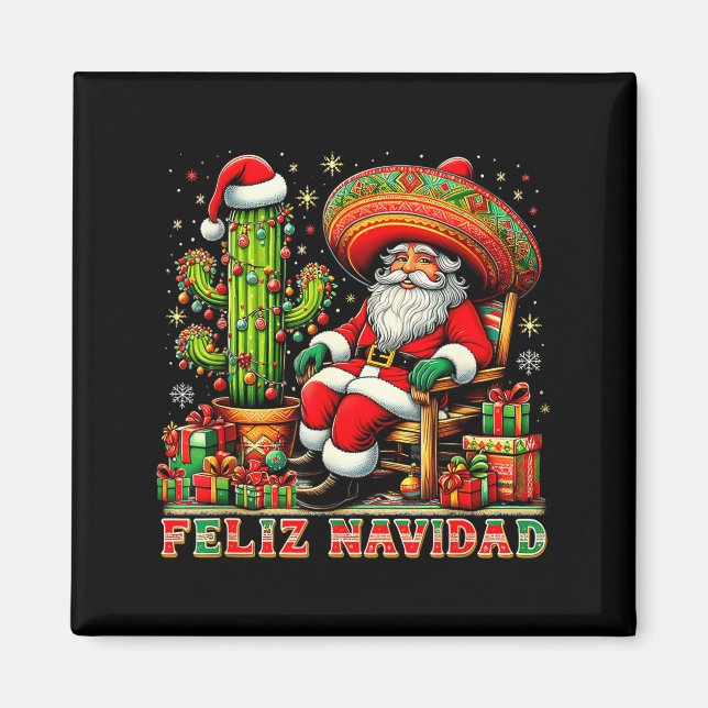 Feliz Navidad Mexican Christmas Santa Sombrero Cac Magnet (Front)