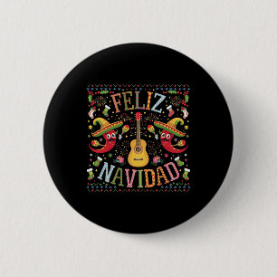 Feliz Navidad Mexican Fiesta Pepper Christmas Ugly 6 Cm Round Badge