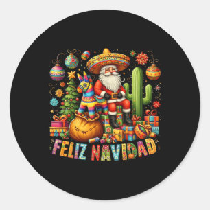 Feliz Navidad Mexican Funny Christmas Santa Festiv Classic Round Sticker