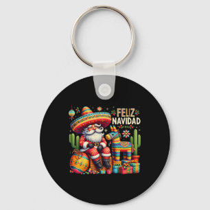 Feliz Navidad Mexican Funny Christmas Santa Festiv Key Ring