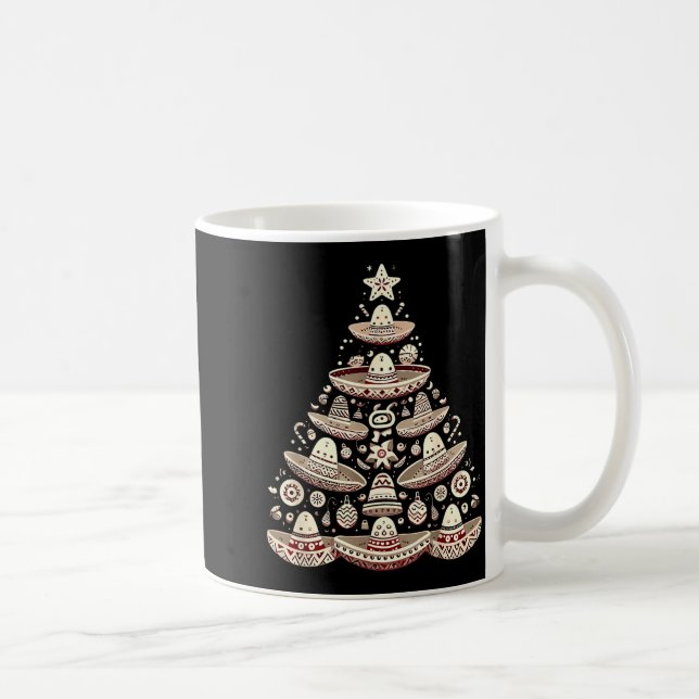 Feliz Navidad Mexican Sombrero Christmas Tree Men  Coffee Mug (Right)