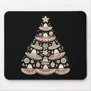 Feliz Navidad Mexican Sombrero Christmas Tree Men Mouse Pad