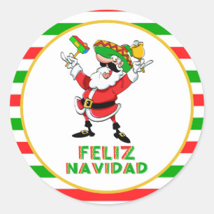 Feliz Navidad Mexico Christmas Santa Classic Round Sticker
