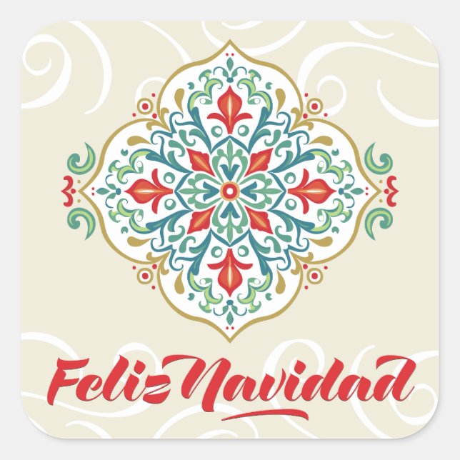 Feliz Navidad Mexico Spanish Language Christmas Square Sticker (Front)