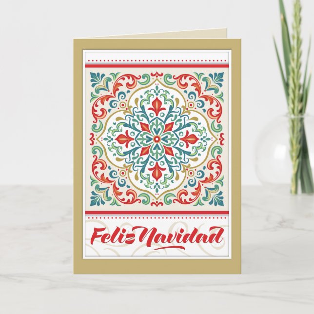 Feliz Navidad Mexico Spanish Merry Christmas Tile Card (Front)