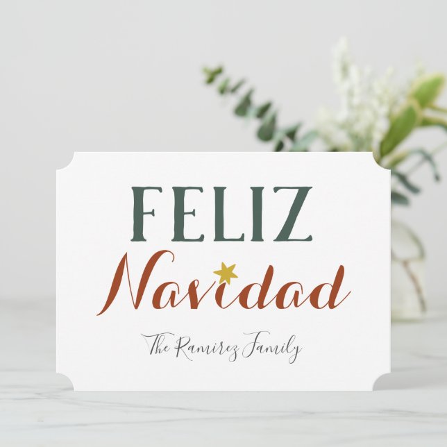 Feliz Navidad minimalist Christmas star holiday    Invitation (Standing Front)