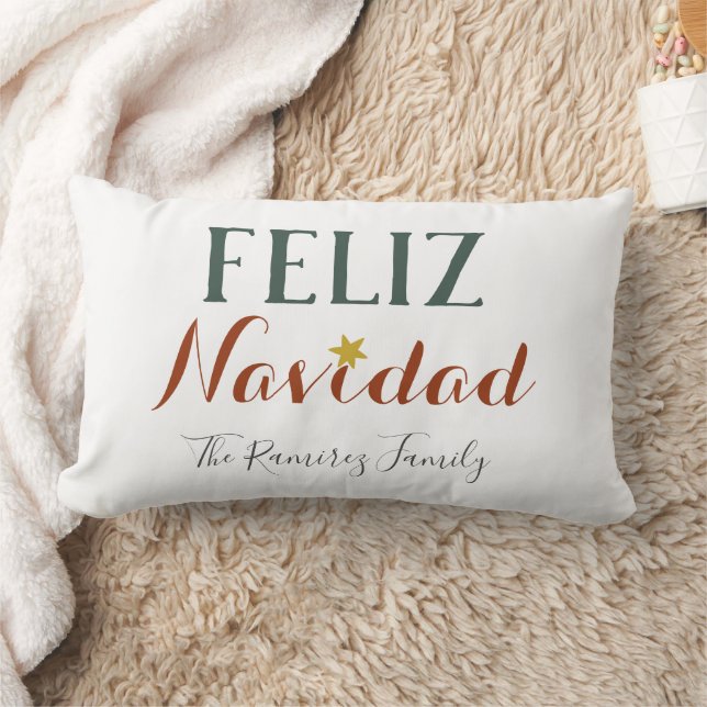 Feliz Navidad minimalist Christmas star holiday    Lumbar Cushion (Blanket)