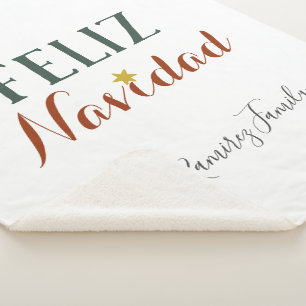 Feliz Navidad minimalist Christmas star holiday Sherpa Blanket