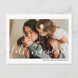 Feliz Navidad Minimalist Typography Photo Postcard