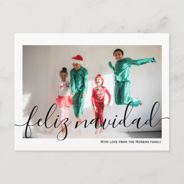 Feliz Navidad Minimalist Typography Photo Postcard (Front)